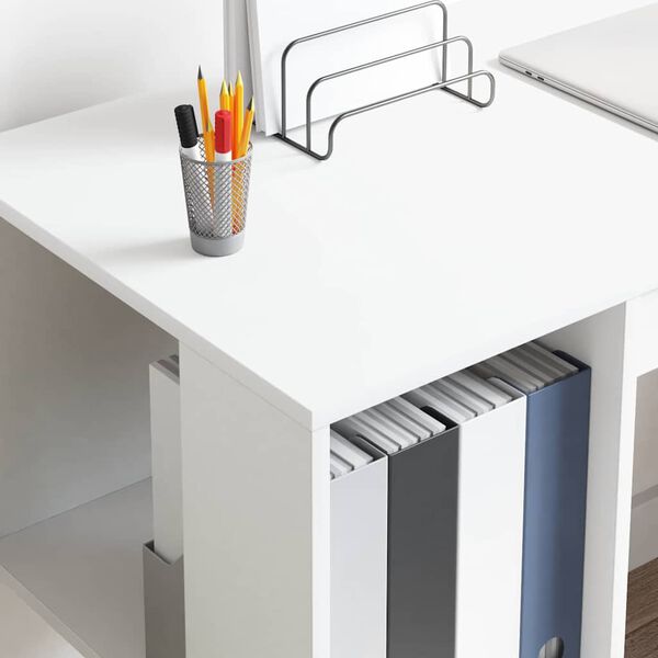 vidaXL Desk with Storage White 130 x 50.5 x 75 cm Engineered Wood