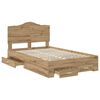vidaXL Bed Frame with Drawer Artisan Oak 120 x 200 cm Engineered Wood