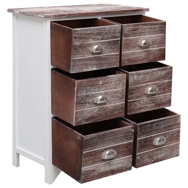 vidaXL Side Cabinet with 6 Drawers Brown 60x30x75 cm Paulownia Wood