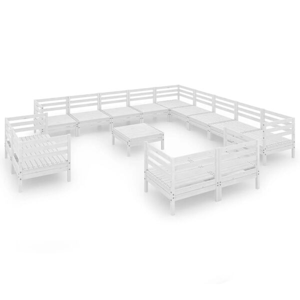 vidaXL 14 Piece Garden Lounge Set Solid Wood Pine White