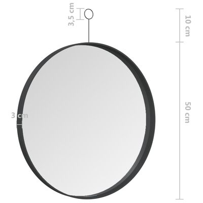 vidaXL Hanging Mirror with Hook Black 50 cm