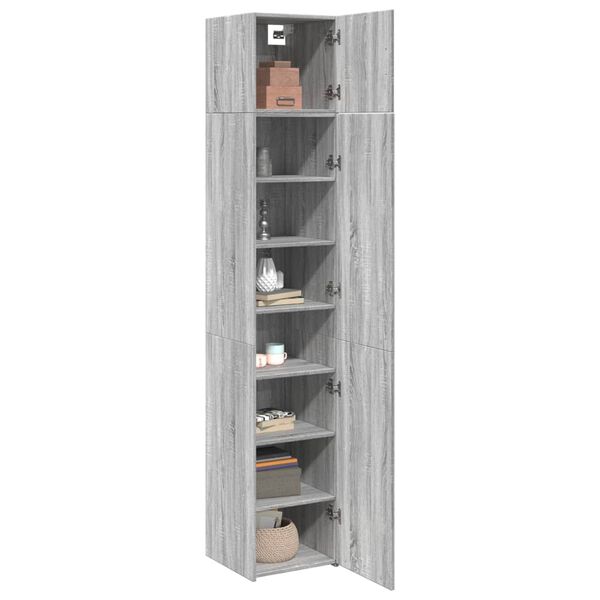 vidaXL Slim Storage Cabinet Grey Sonoma 40x42.5x225 cm Engineered Wood