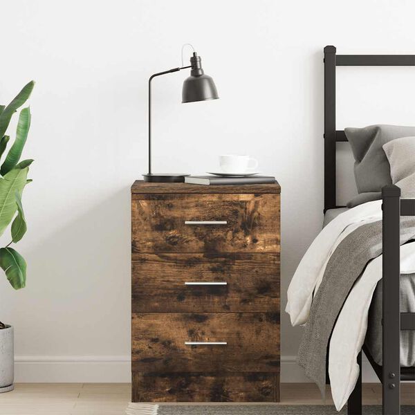 vidaXL Bedside Cabinet Smoked Oak 38x35x56 cm Engineered Wood