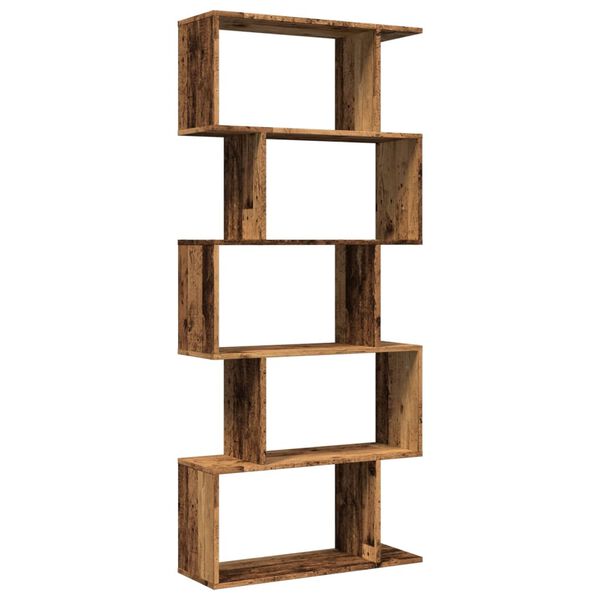 vidaXL Room Divider Bookcase 5-Tier Old Wood 70x24x161 cm Engineered Wood