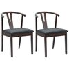 vidaXL Dining Chair 2 pcs Light Brown and Black Solid Rubber Wood