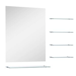 vidaXL Wall Mirror with 5 Shelves Silver 50x60 cm