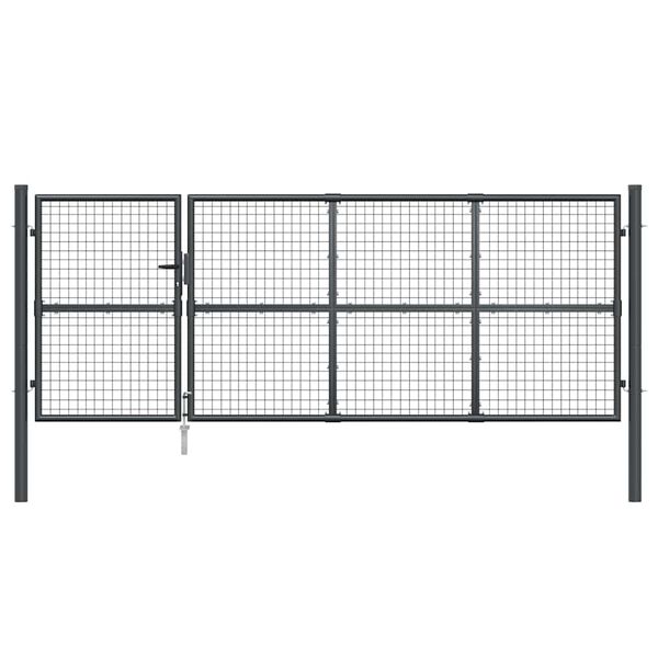 vidaXL Mesh Garden Gate Anthracite 350x125 cm Galvanised Steel