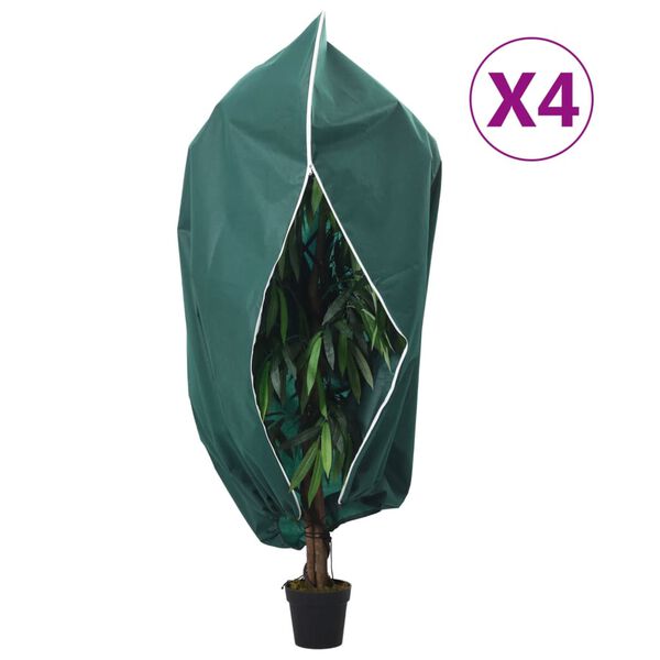 vidaXL Plant Fleece Covers with Zip 4 pcs 70 g/m&sup2; 1.55x1.55 m