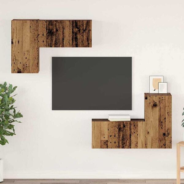 vidaXL TV Cabinet Set Wall-mounted 4 pcs Old Wood Engineered Wood