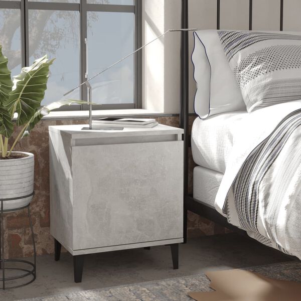 vidaXL Bed Cabinets with Metal Legs Concrete Grey 40x30x50 cm