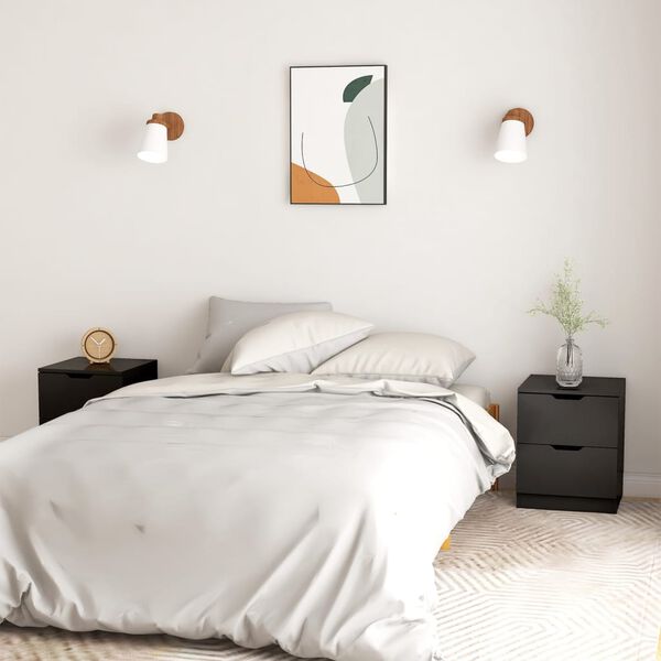 vidaXL Bedside Cabinets 2 pcs Black 40x40x50 cm Engineered Wood