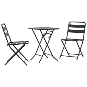 vidaXL Garden Bistro Set 3 pcs Anthracite Steel
