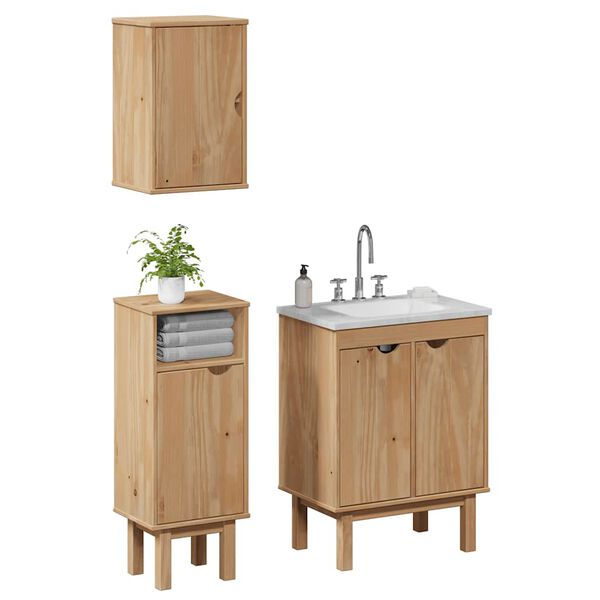 vidaXL 3 Piece Bathroom Furniture Set OTTA Solid Wood Pine