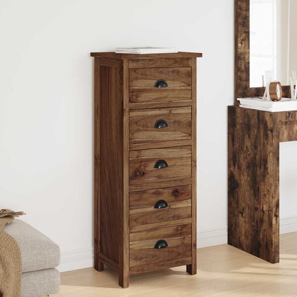 vidaXL Chest of Drawers Brown 45 x 35 x 110 cm Solid Teak Wood