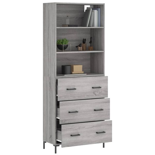 vidaXL Highboard Grey Sonoma 69.5x34x180 cm Engineered Wood