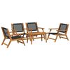 vidaXL Garden Chairs with Table 5 pcs Black 90 x 45 x 40 cm