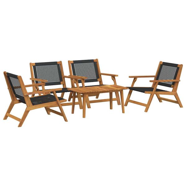vidaXL Garden Chairs with Table 5 pcs Black 90 x 45 x 40 cm