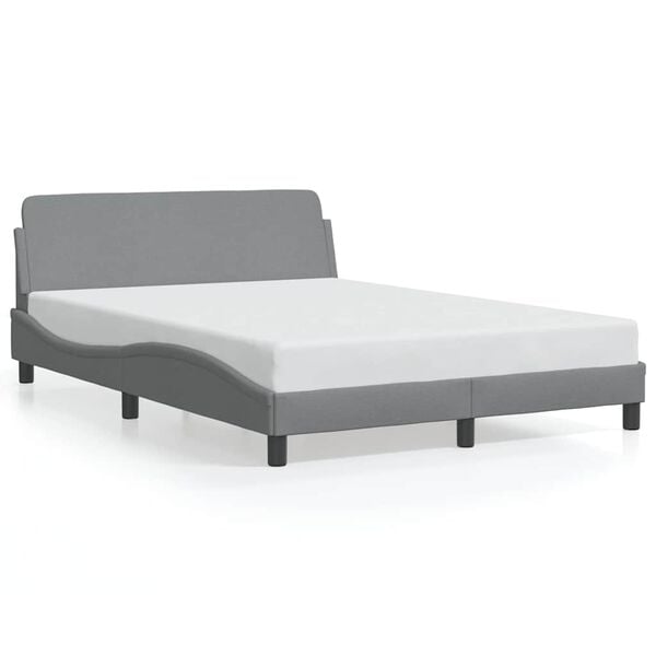vidaXL Bed Frame "Dover" Light Grey 135x190 cm Double Fabric