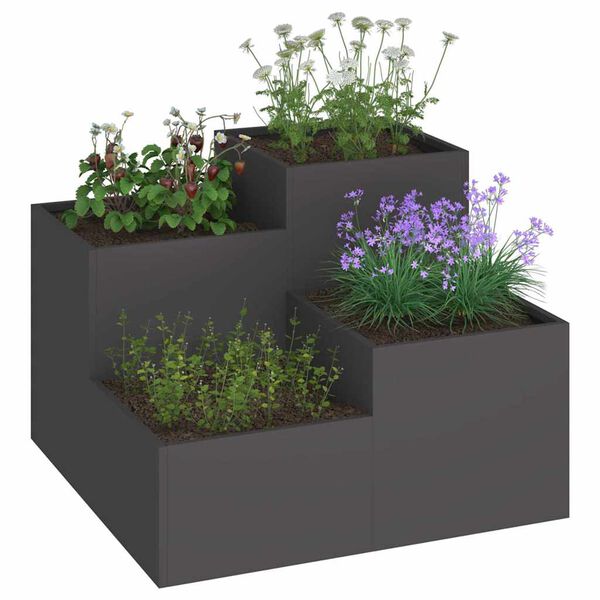 vidaXL Garden Planter Black 100 x 100 x 60 cm Steel