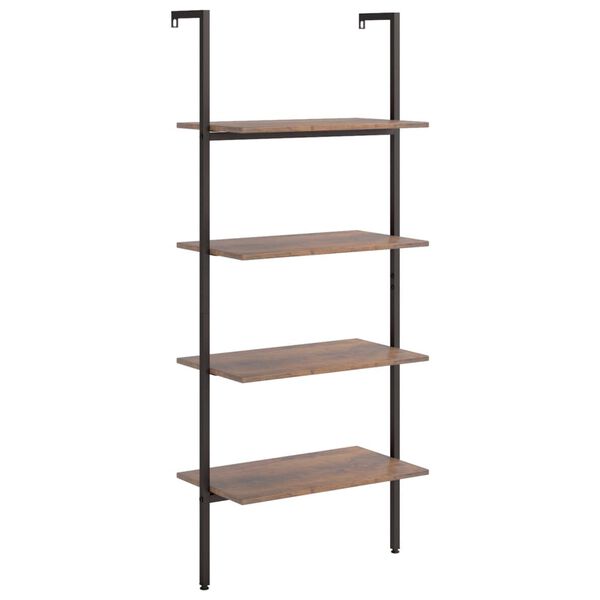 vidaXL 4-Tier Leaning Shelf Dark Brown and Black 64x35x152.5 cm