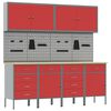 vidaXL Work Cabinet with Drawer 10 pcs Red Engineered Wood and Steel
