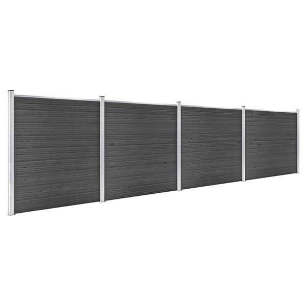 vidaXL Fence Panel Set WPC 699x186 cm Black