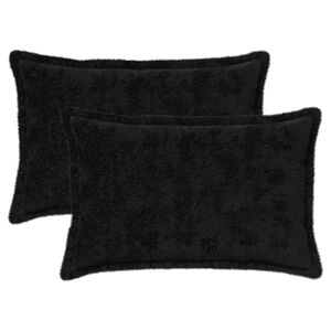 vidaXL Cushion Cover 2 pcs HOUTEN Black 30 x 50 cm Faux Rabbit Fur