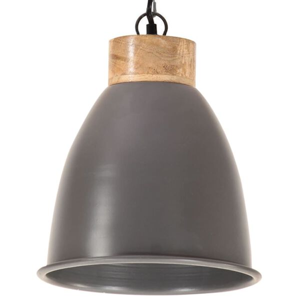 vidaXL Industrial Hanging Lamp Grey Iron & Solid Wood 23 cm E27