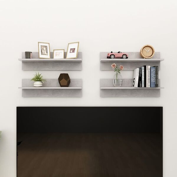 vidaXL Wall Shelf 4 pcs Concrete Grey 60x11.5x18 cm Engineered Wood