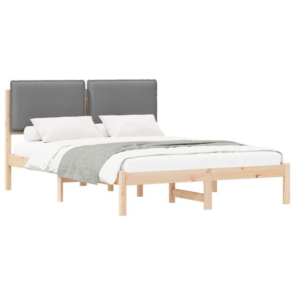 vidaXL Bed Frame with Upholstered Headboard Light Grey 135 x 190 cm