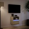 vidaXL TV Wall Cabinet with LED Lights Sonoma Oak 41x31x45 cm