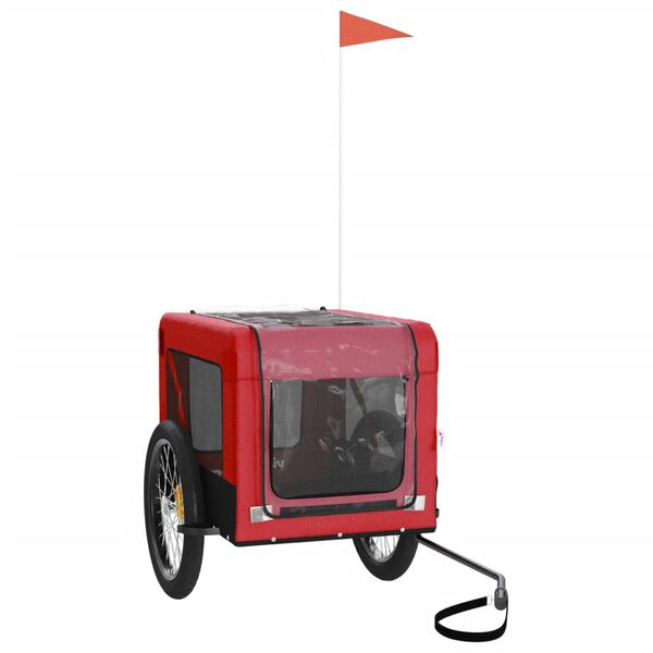 vidaXL Pet Bike Trailer Red and Black Oxford Fabric&Iron