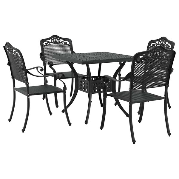 vidaXL Garden Table Set 5 pcs Black Cast Aluminium