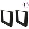 vidaXL Coffee Table Legs V-Shape 2 pcs Black 50x(30-31.3) cm Steel
