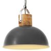 vidaXL Industrial Hanging Lamp Grey Round 42 cm E27 Solid Mango Wood