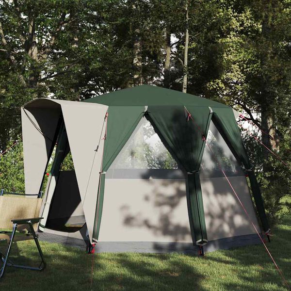 vidaXL Cabin Tent with Roof Green and White 320 x 320 x 203 cm