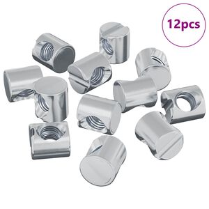 vidaXL Barrel Nuts 12 pcs Silver M6 x 12 mm Metal