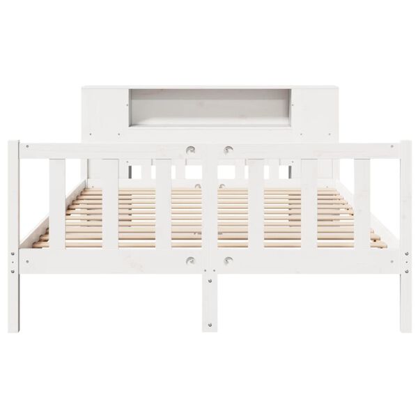 vidaXL Bookcase Bed without Mattress White 150x200 cm King Size Solid Wood Pine