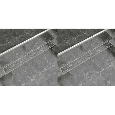 vidaXL Linear Shower Drain 2 pcs 1030x140 mm Stainless Steel