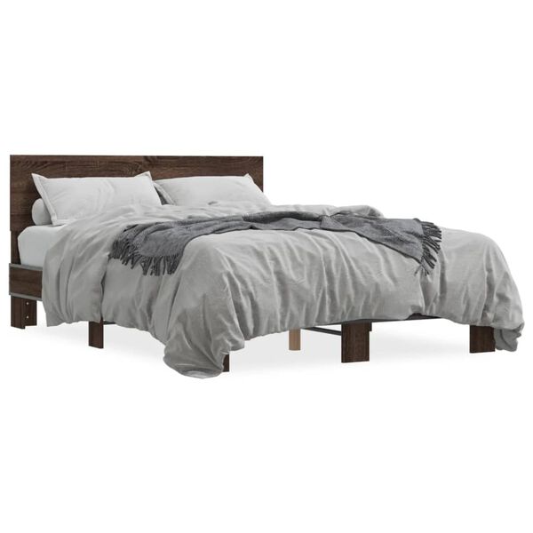 vidaXL Bed Frame without Mattress Brown Oak 140x190 cm