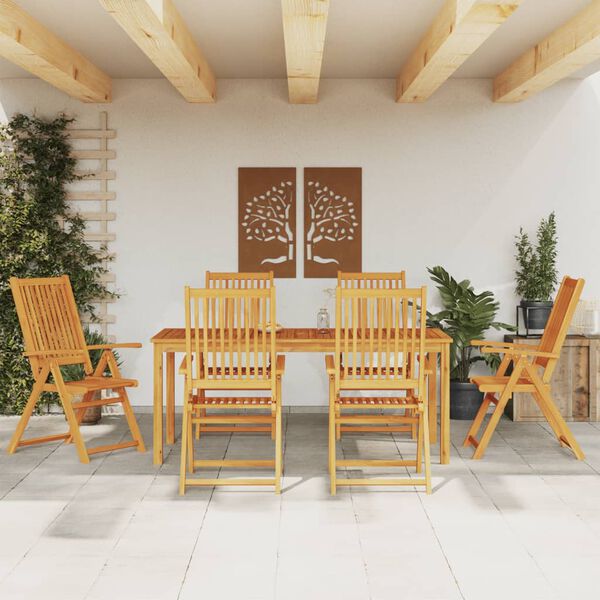 vidaXL 7 Piece Garden Dining Set 180x90x75 cm Solid Wood Acacia