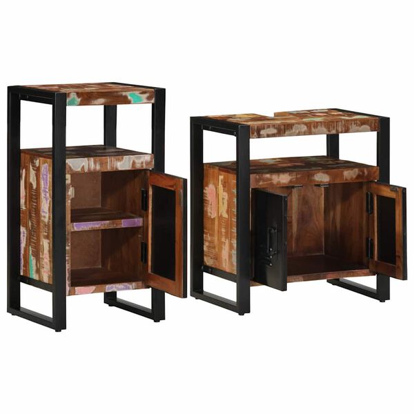 vidaXL Bathroom Furniture Set 2 pcs Brown Solid Reclaimed Wood