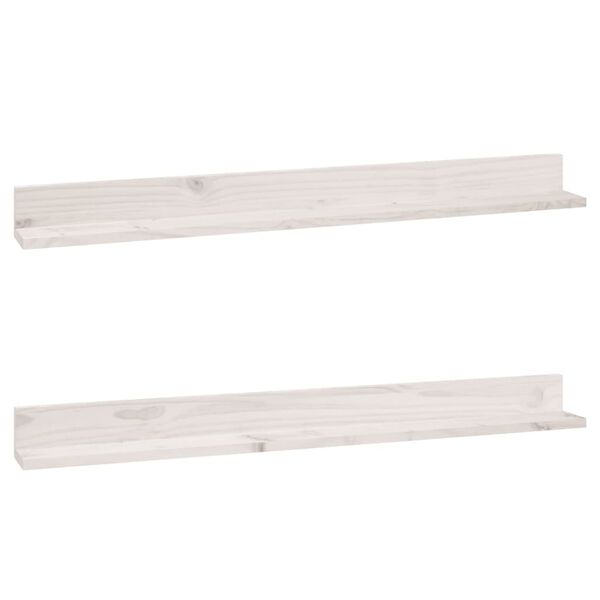 vidaXL Wall Shelves 2 pcs White 110x11x9 cm Solid Wood Pine