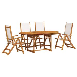 vidaXL 5 Piece Garden Dining Set Solid Wood Acacia and Textilene