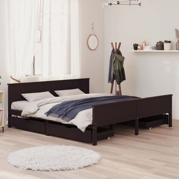vidaXL Bed Frame without Mattress Dark Brown 200x200 cm Solid Wood