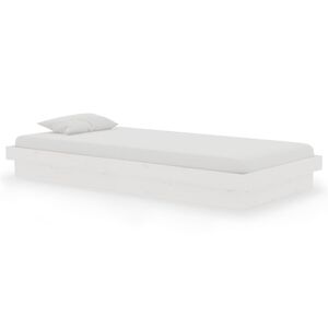 vidaXL Bed Frame without Mattress White Solid Wood Single