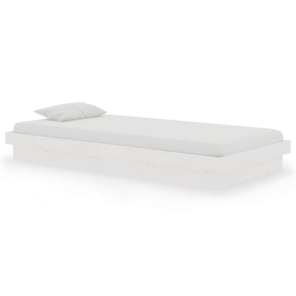 vidaXL Bed Frame without Mattress White Solid Wood Single