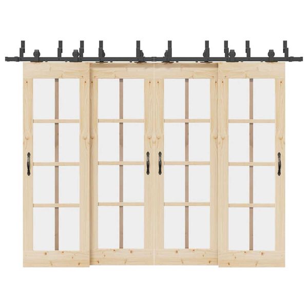 vidaXL Sliding Door Hardware Kit 305 cm Steel Black