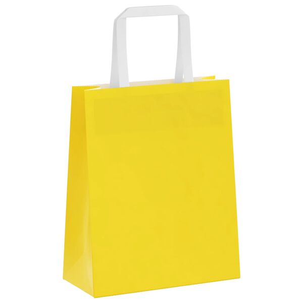 vidaXL Paper Bags 50 pcs with Handles Yellow 18x8x22 cm