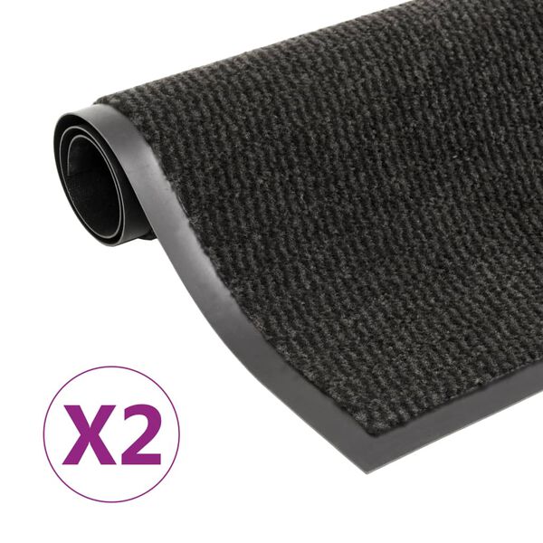 vidaXL Dust Control Mats 2 pcs Rectangular Tufted 90x150 cm Black
